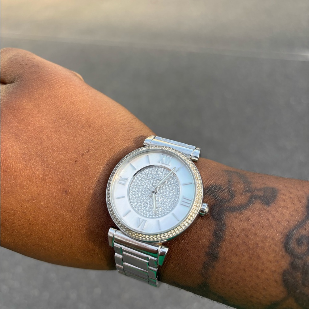 Michael Kors Silver-Tone Crystal Dial Women's Watch